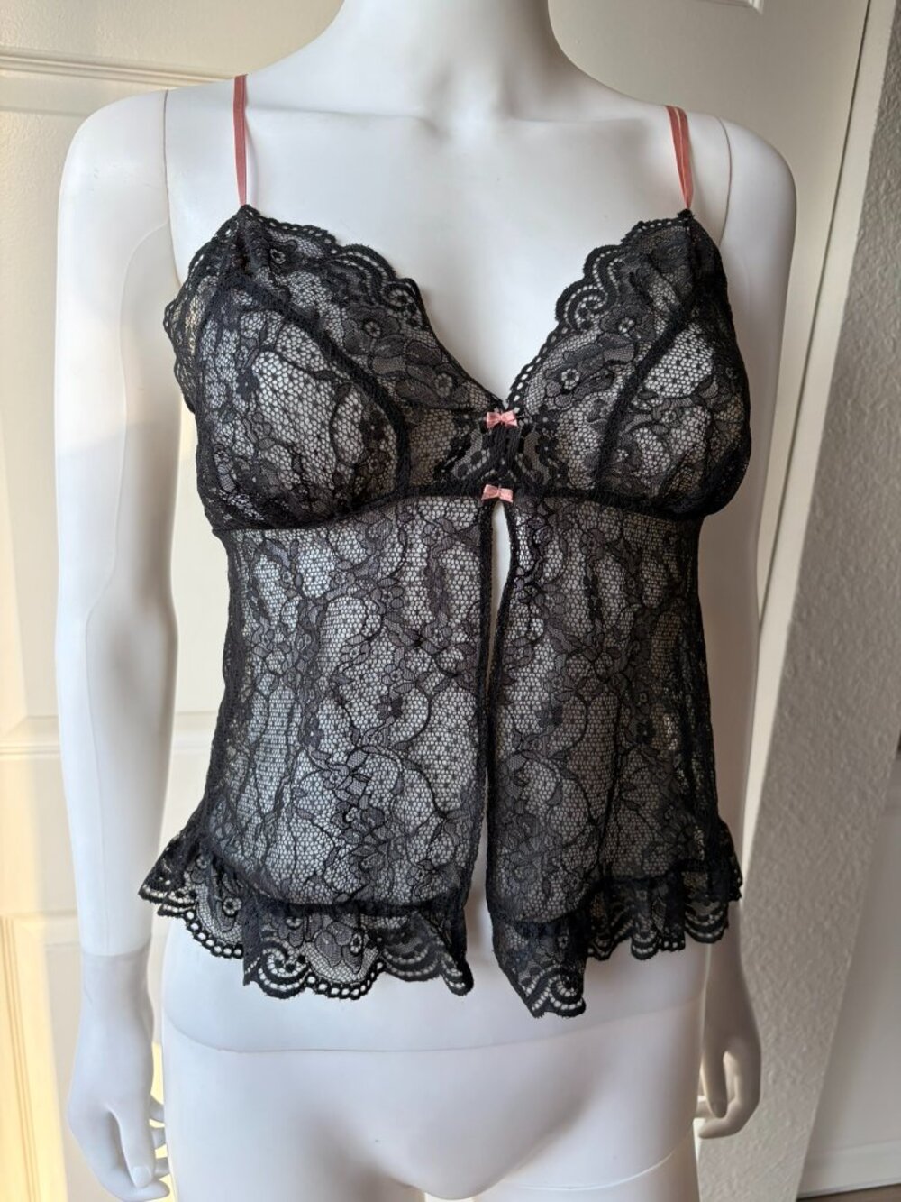 Victoria's Secret Size XS Sheer Black Lace Cami Lingerie Top